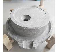 Molino de Grano de Piedra Natural, Molinillo de Piedra Artesanal para Alimentos Secos y Húmedos, Herramienta de Molienda Tradicional con Base de Madera(30+40cm/11.8+15.7in)