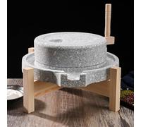 Molino de Grano de Piedra Natural, Molinillo de Piedra Artesanal para Hogar, Herramienta Tradicional de Molienda Manual, con Soporte de Madera, para Especias(20+30cm/7.8+11.8in)