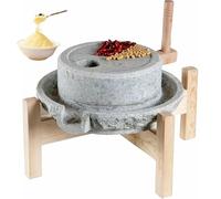 Molino de granos manual para harina, molino de piedra manual con marco de madera, molino seco/húmedo para grano, frijol, cebada, especias, molinillo de piedra 30 * 40cm