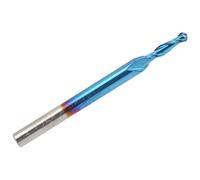 Molino de la bola de espiral 2 Flauta Fresa Balling Cutter Tungsten Acero Nano Herramienta de grabado cubierto de azul de madera dura Resina de fibra de plástico acrílico PCB