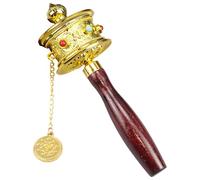 Molino de oración - Madera con acabado dorado | Molino de oración manual budista de aleación de estilo tibetano | Molino de oración tibetano para meditación, atención plena, práctica espiritual y la
