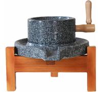 Molino de Piedra Artesanal: Un pequeño Molinillo de café Manual de sisal Negro con Soporte de Madera moler Trigo, Hierbas, Semillas de sésamo y más. Una Herramienta de Cocina