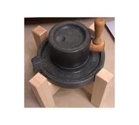 Molino De Piedra De Lapislázuli Hecho A Mano Para El Hogar, Molino Pequeño De Piedra Original Vintage, Molino De Grano Con Soporte De Madera, Adecuado Para Moler Trigo.(22cm/8.7in)