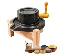 Molino De Piedra Hecho A Mano,Antiguo Para El Hogar Para Grano,Con Marco De Madera,para Cereales/Especias/Leche De Soja/Hierbas/Bayas De Trigo(25cm/9.8in)