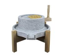 Molino De Piedra Manual, Molino De Piedra Natural De Cáñamo Con Soporte De Madera, for Cereales, Legumbres, Cebada, Especias(35cm/13.8in)