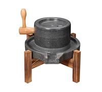 Molino de Piedra para Harina, Molinillo Manual de Piedra con Base y Mango de Madera, Molinillo Tradicional Natural Hecho a Mano, para Cebada Especiada(30+45cm/11.8+17.7in)