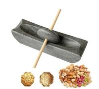 Molino de piedra portátil para especias, molinillo de granos, para granos, frijoles y cebada, con palo de madera maciza