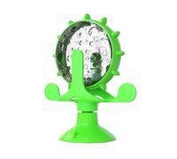 Molino de viento alimentador interactivo para gatos, herramienta de rompecabezas con tocadiscos Whirligig para gatitos, cepillo de dientes, suministros para mascotas (verde)