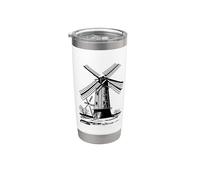 Molino de viento camisa holandés molino línea dibujo Vaso térmico de acero inoxidable de doble pared