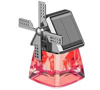 Molino de viento con energía solar para coche, ambientador de aire para coche, rotación de energía solar, larga duración, decoración para el interior del coche (rojo, talla única)