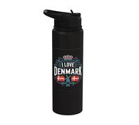 Molino de viento con forma de corona con banderas de Dinamarca Stainless Steel Insulated Water Bottle