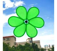 Molino de viento de flores decoración de jardín para patio al aire libre - 30 cm de tela y fibra de vidrio giratorio viento orno, ligero y seguro para los niños, fácil de instalar y transportar (verde