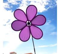 Molino de viento de flores para jardín y patio con tela y fibra de vidrio, diseñado para girar cuando sopla el viento (morado)
