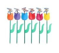 Molino de viento de flores para patio, 6 piezas, decorativo, colorido, molino de viento floral | Molinillo de flores para patio trasero, patio, césped, paisajismo, parterres de flores, fiesta