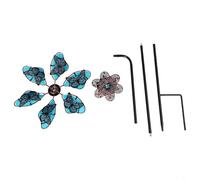 Molino de viento de mariposa fluorescente de 90 cm para decoración de jardín, patio, césped, molino de viento de metal azul con brillo nocturno (azul)
