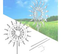 Molino de Viento de Metal 3D, 30cm único y mágico Esculturas Eólicas con Estaca de Jardín de Metal para Terrazas al Aire Libre para Patio Césped y Jardín Decoración Ornamento