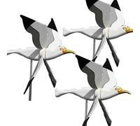 Molino de viento de metal 3D para exteriores, escultura cinética, molinillo de viento de pájaro, gaviota, decoración al aire libre, molinillo de viento para jardín, patio, regalos (3 piezas)