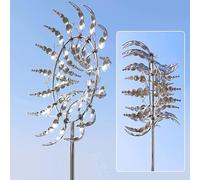 Molino de Viento de Metal único en 3D, Molino de Viento de Metal único y mágico, esculturas de Molinillo de Viento para terrazas al Aire Libre, césped de Patio, Adorno de decoración de jardín