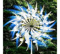 Molino de viento de metal único y mágico,3D Kinetic Wind Spinner con estaca de jardín,Escultura cinética mágica de metal con atrapasueños, decoración de patio y patio de jardín