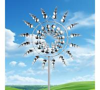 Molino de Viento de Metal único y mágico, 3D Kinetic Wind Spinner con estaca de jardín, Hilandera De Viento para Jardín, Molinillo de Viento de Flores, decoración de jardín
