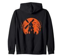 Molino de Viento embrujado, Luna de Halloween Sudadera con Capucha