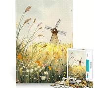 Molino de Viento en un Campo,Rompecabezas de 1000 Piezas para Adolescentes,Juego de Entrenamiento cognitivo,Ajuste, Compacto,Divertido para Jugar en Familia (50x75cm)
