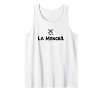 Molino de Viento español La Mancha Don Quijote Estampado Negro Camiseta sin Mangas