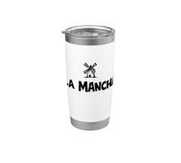 Molino de viento español La Mancha Don Quijote Estampado Negro Vaso térmico de acero inoxidable de doble pared