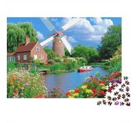 Molino de Viento Holandés Pueblo Puzzle para Adultos Puzzle de 1000 Piezas Papel Juego de Puzzle 1000 Piezas Relajación Decoración Regalo 38x26cm/1000pcs