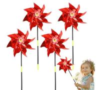 Molino de viento reflectante - 4 molinillos de jardín brillantes | Molinillo brillante con estacas, molinillo reflectante para decoración de jardín y granja de césped