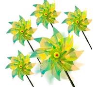 Molino de viento reflectante, molinillo de viento, repelente de pájaros, antipalomas, molinillo de viento, para jardín, pájaros, colorido (5 unidades, verde)