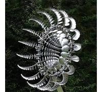 Molino de Viento único y mágico de Metal 3D de Acero Inoxidable Giratorio de Viento fácil de Instalar Escultura cinética con estaca de jardín de Metal para decoración de jardín de Patio