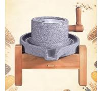 Molino Manual de Granito Manual, Antiguo Molino de Piedra para Cereales/Especias/Leche de Soja/Hierbas/Bayas de Trigo, Pulido a Mano Molino Casero Húmedo y Seco(8.7x13.8in/22x35cm)