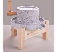 Molino Manual de Piedra para Moler Harina, Arroz, Frijoles y Café, Molino de Piedra Natural con Marco de Madera, Fácil de Limpiar(20+30cm/7.8+11.8in)