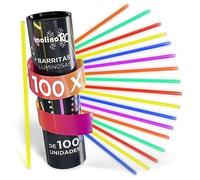molinoRC 100x Set de Pulseras Luminosas Fluorescentes - 6 BONITOS COLORES - Pulseras Neon para Niños - Pulseras Neon Fluorescentes Fiesta - Incluye conectores para pulseras + figuras