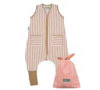 molis&co - Pijama Burbuja con Calcetines 0.5 TOG - Ideal para Verano - 100% Algodón (Oeko-Tex 100) (Sand Stripes, 3-6 mese)