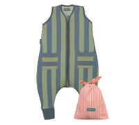 molis&co - Pijama Burbuja con Pies 0.5 TOG - 100 cm (4 años) - Ideal para Verano - 100% Algodón (Oeko-Tex 100) - Green & Blue Stripes