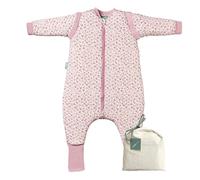 molis&co. Pijama Manta con Mangas Desmontables, Calcetines Antideslizantes, TOG 2.5 Estampado Misty Rose, Algodón 100%, Oeko-Tex 100 Certificado, 1 año