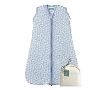 molis&co - Saco de Dormir para bebé 0.5 TOG - 70 cm (0-6 Meses) - Ideal para Verano - 100% algodón - Blue Garden