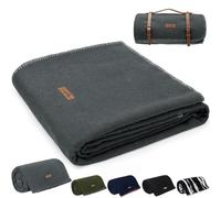 Molithe - Manta de lana 100 %, 122 x 157 cm, cálida, gruesa, lavable, tipo militar, para camping, exterior, eventos deportivos, kit de supervivencia
