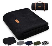 Molithe Manta de Lana 100%, 48 x 62 Pulgadas, cálida, Gruesa, Lavable, Manta de Lana Militar, Ideal para Camping, al Aire Libre, Eventos Deportivos, Kits de Supervivencia