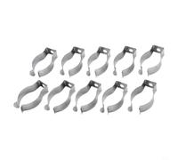 Moliuoly 10 piezas de acero al manganeso resorte terry abrazaderas tipo abierto herramienta clips plata 25-35 mm soporte para escoba rastrillo tubos almacenamiento garaje cobertizo taller