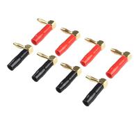 Moliuoly 4 pares de conectores banana de 90 grados en forma de L de 4 mm chapados en oro para altavoces y receptores de audio, abrazadera de tornillo doble sin soldadura, conector de cobre rojo/negro