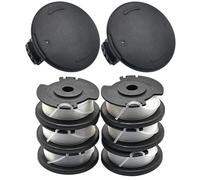 Moliuoly Bobina con cordón y tapa para Hyper Tough HT19-401-003-06 & HT19-401-003-07 20 V Max Grass Eater 1,65 mm redondo blanco hilo de nailon - Juego de 6 bobinas y 2 tapas de plástico + goma