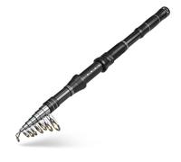 Moliuoly Caña de pescar telescópica de carbono, 240 cm retractable a 42 cm, ultraligera para viajes de agua de mar, peso de lanzamiento 10-28 g, color negro