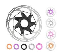 Moliuoly Disco de freno Centerlock para rueda de 140/160 mm, aluminio 7075-T6 y acero al carbono, ligero y resistente, con dorado, para bicicleta de montaña y carretera, rotor de freno con anillo de