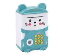 Moliuoly Hucha automática para niños con huella digital y contraseña, sistema de alimentación automática, gran capacidad, plástico ABS, entrenamiento interactivo, 20 x 11,5 x 13,5 cm (verde)