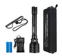 Moliuoly Linterna impermeable IPX8, 4000 lm, P70.2, luz subacuática, de aleación de aluminio, para buceo profundo de 50 a 80 m, color negro