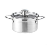 Moliuoly Olla caliente de acero inoxidable con 2 compartimentos para shabu shabu, mini olla gruesa para 1 persona, olla a presión rectangular con asas, ideal para caldo y fondue, plata (4 orejas de