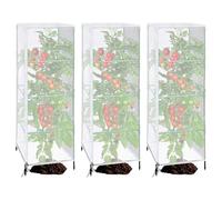 Moliuoly Red de pájaros de jardín con cremallera y cordón, 3 unidades, 60 x 150 cm, red de protección transpirable para jaulas de tomates, funda para plantas contra pájaros, insectos, roedores, color